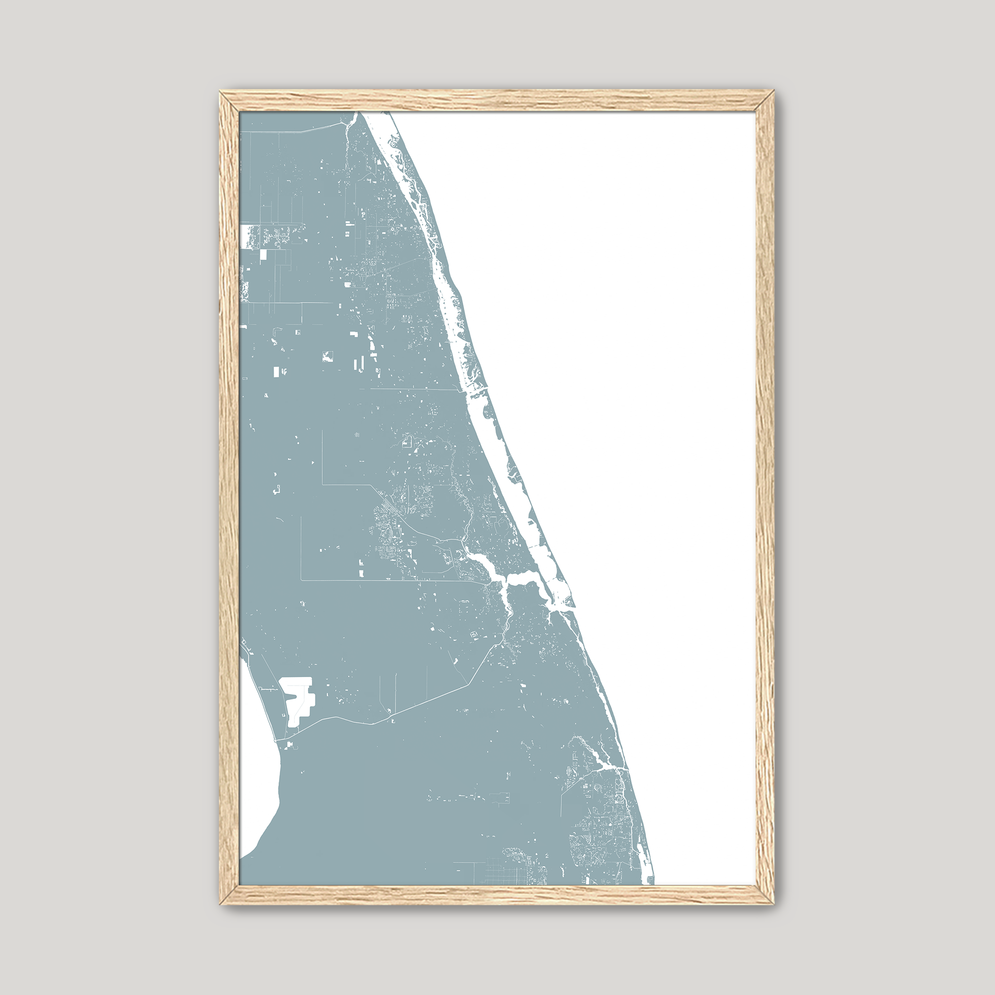 Treasure Coast Coastal Map — Fine Art Print Vertical, soft-blue, Oak, 8x10