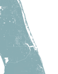 Treasure Coast Coastal Map — Fine Art Print Vertical, soft-blue, No Frame, 8x10