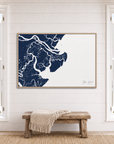 Tybee Island canvas map — window-scene interior