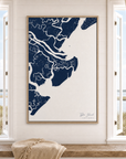 Tybee Island canvas map — window-scene interior