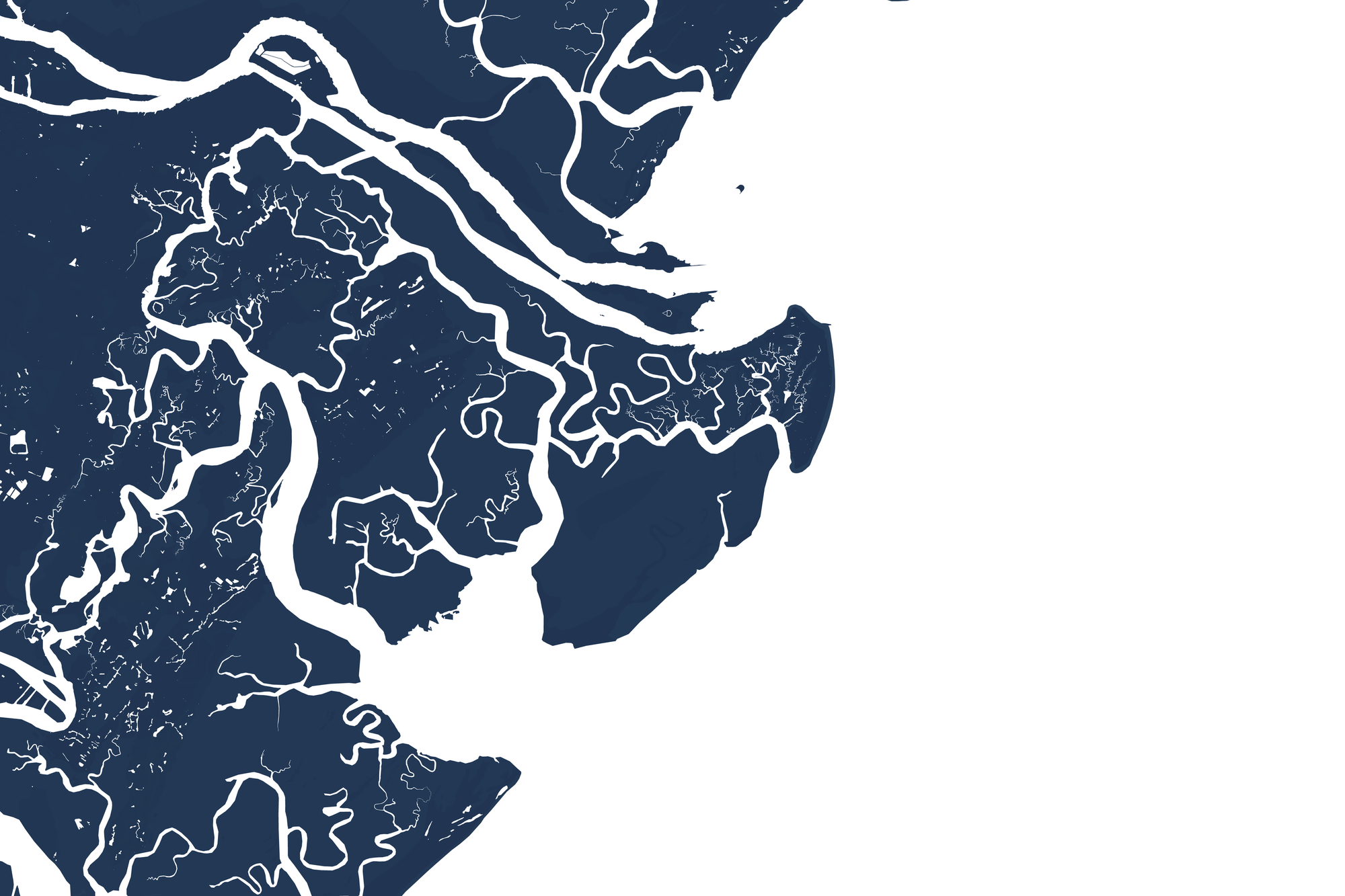 Tybee Island Coastal Map — Fine Art Print Horizontal, navy, No Frame, 10x8