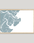 Tybee Island Coastal Map — Fine Art Print Horizontal, soft-blue, Oak, 10x8