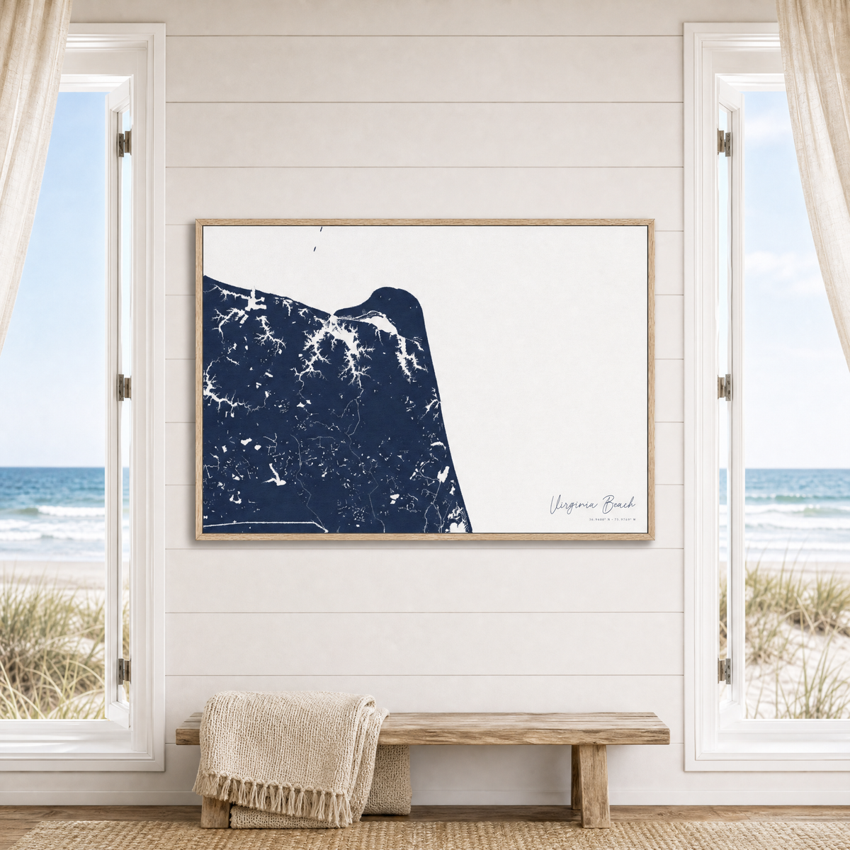 Virginia Beach canvas map — window-scene interior