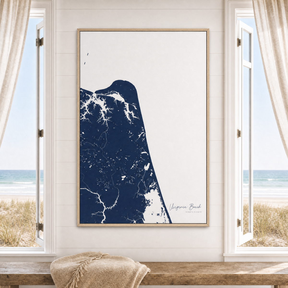 Virginia Beach canvas map — window-scene interior