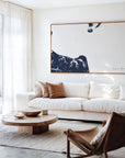 Virginia Beach navy horizontal canvas map in an oak framed room scene