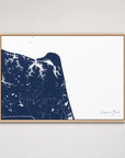 Virginia Beach Coastal Map — Canvas Horizontal — navy, Light Wood