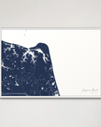 Virginia Beach Coastal Map — Canvas Horizontal, navy, White Frame