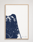 Virginia Beach Coastal Map — Canvas Vertical — navy, Light Wood
