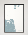 Virginia Beach Coastal Map — Canvas Vertical, soft-blue, Black Frame