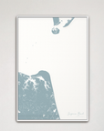 Virginia Beach Coastal Map — Canvas Vertical, soft-blue, White Frame