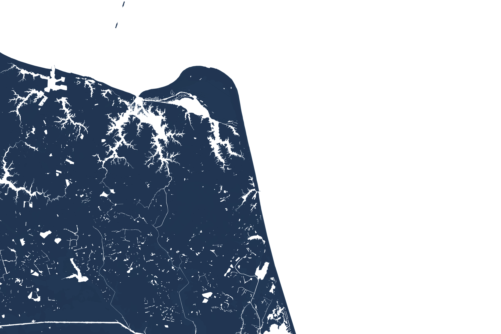 Virginia Beach Coastal Map — Fine Art Print Horizontal, navy, No Frame, 10x8