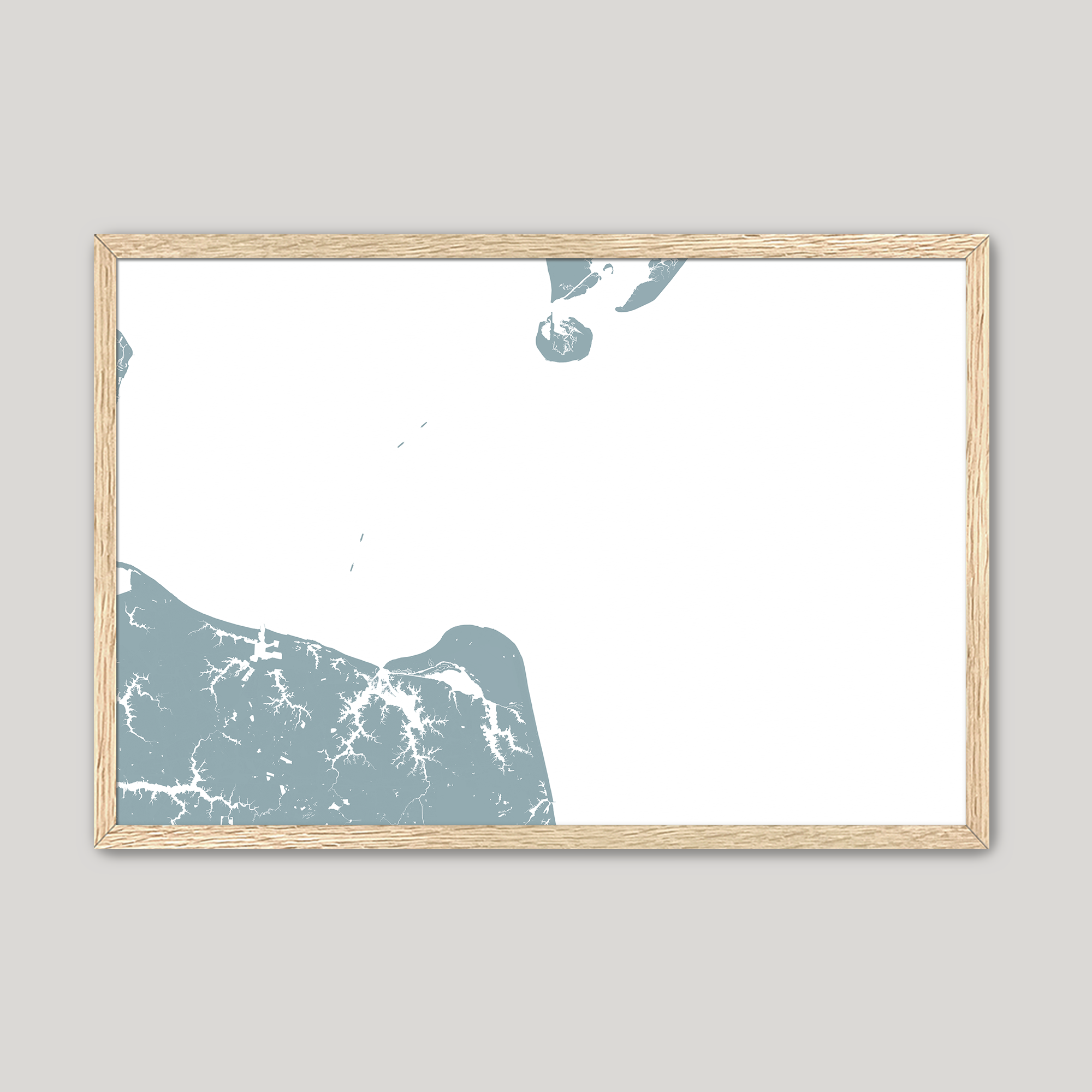 Virginia Beach Coastal Map — Fine Art Print Horizontal, soft-blue, Oak, 10x8