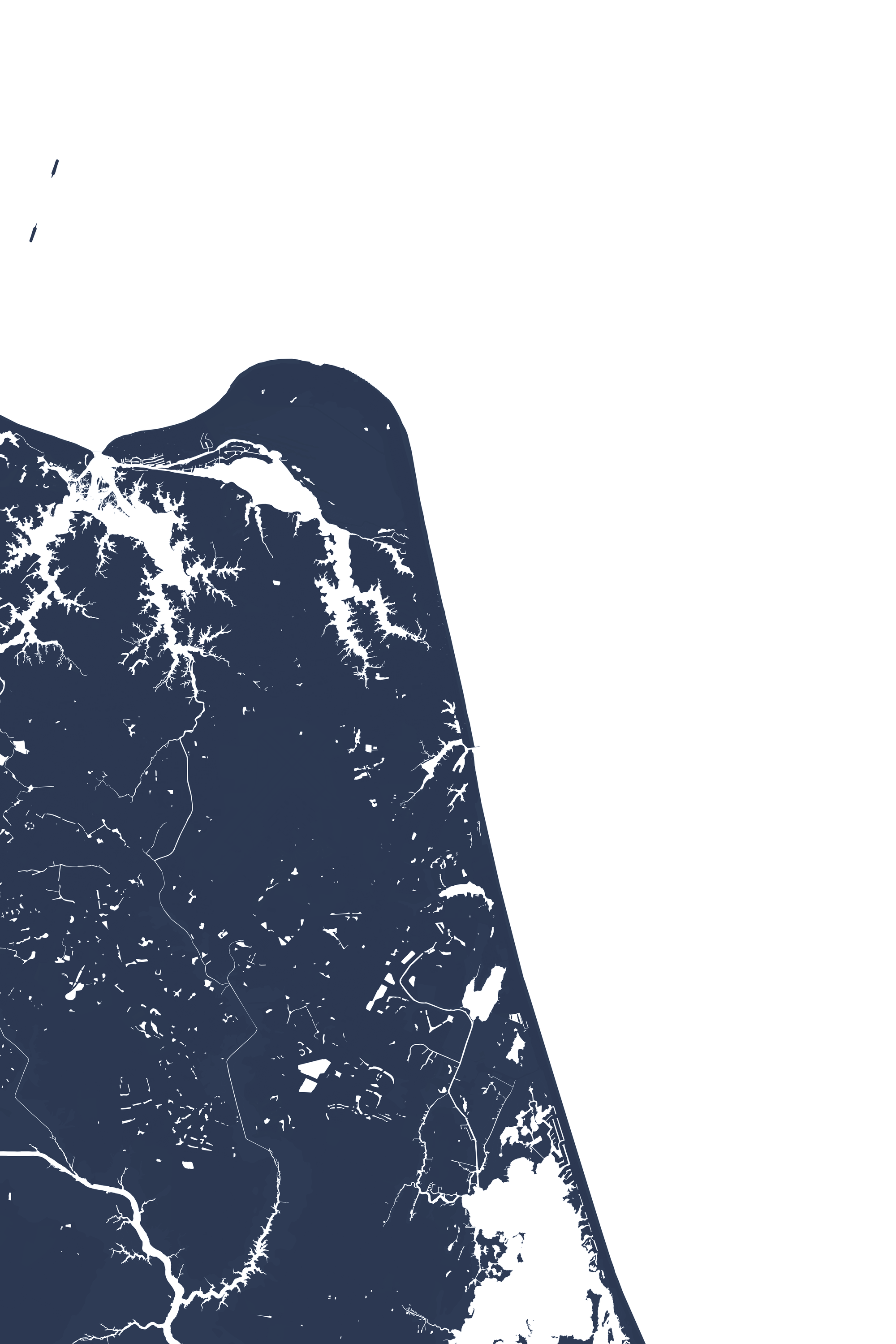 Virginia Beach Coastal Map — Fine Art Print Vertical, navy, No Frame, 8x10