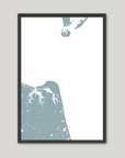 Virginia Beach Coastal Map — Fine Art Print Vertical, soft-blue, Black Frame, 8x10