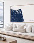 Virginia Beach canvas map — sea-view bench interior