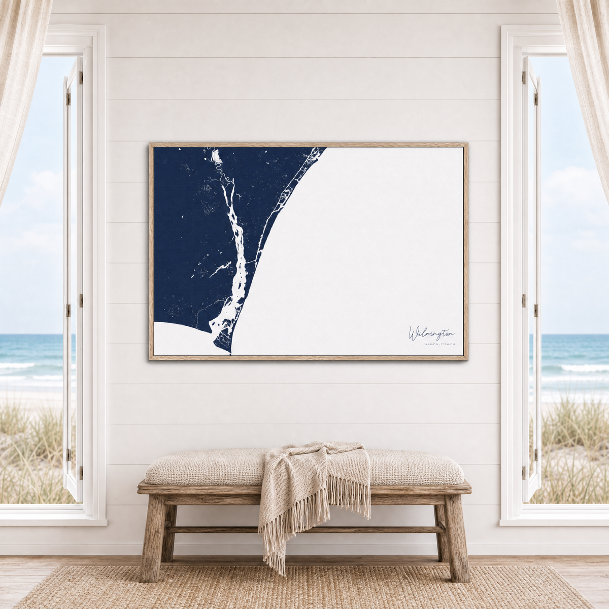 Wilmington canvas map — window-scene interior