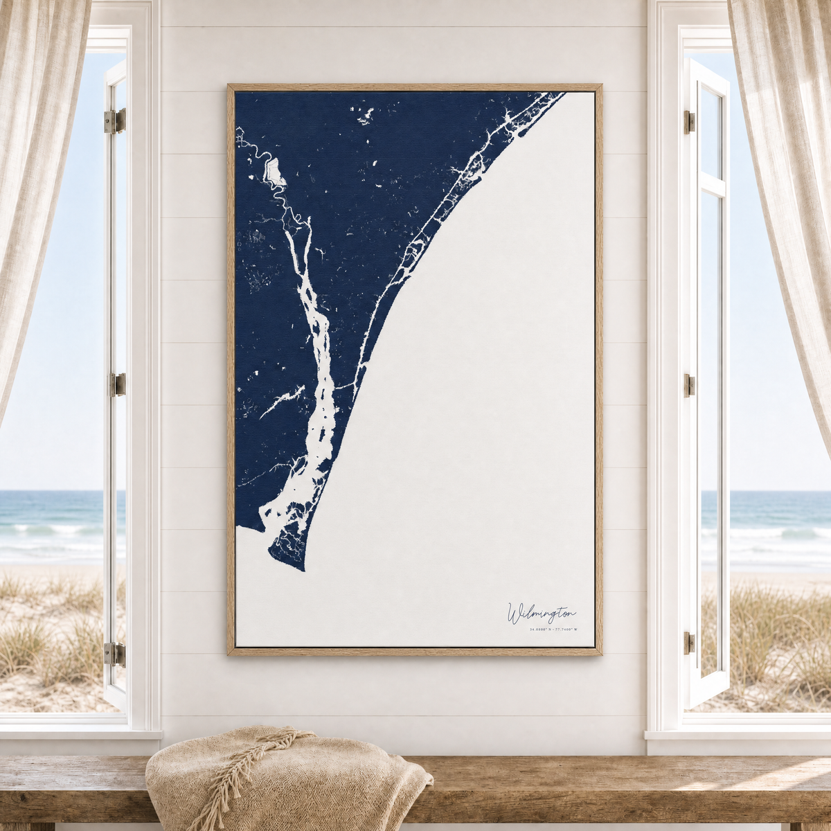 Wilmington canvas map — window-scene interior