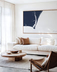 Wilmington navy horizontal canvas map in an oak framed room scene