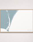 Wilmington Coastal Map — Canvas Horizontal — soft-blue, Light Wood