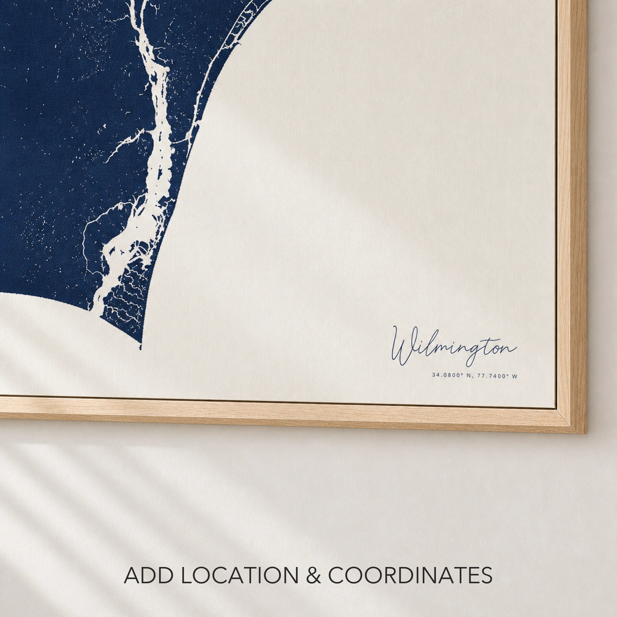 Wilmington canvas map — location and coordinates customization