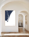Wilmington navy vertical canvas map in the Bello mixed room scene