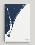 Wilmington Coastal Map — Canvas Vertical, navy, No Frame