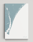 Wilmington Coastal Map — Canvas Vertical, soft-blue, No Frame