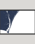 Wilmington Coastal Map — Fine Art Print Horizontal, navy, Black Frame, 10x8