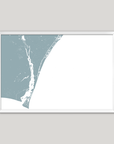Wilmington Coastal Map — Fine Art Print Horizontal, soft-blue, White Frame, 10x8