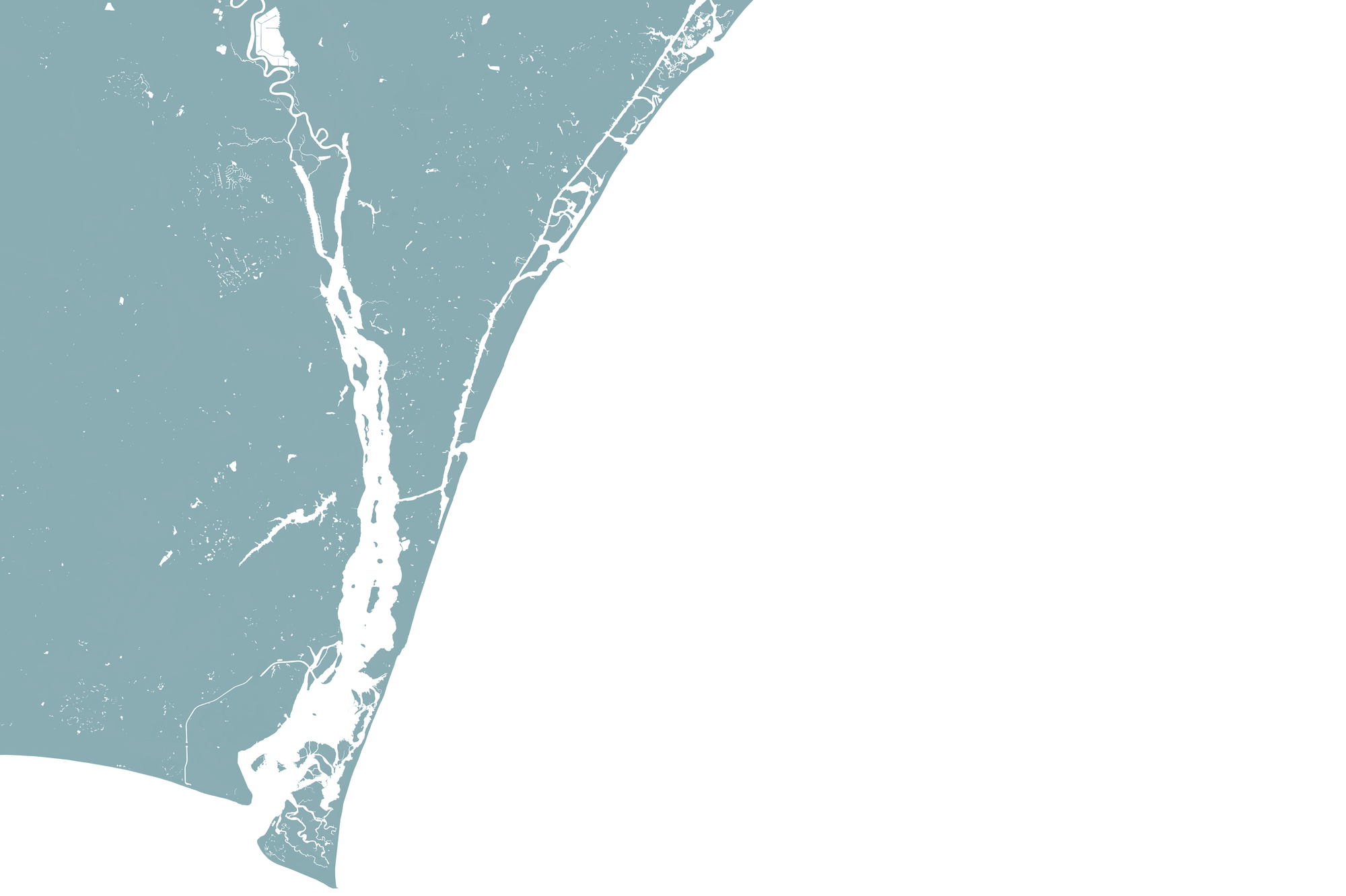 Wilmington Coastal Map — Fine Art Print Horizontal, soft-blue, No Frame, 10x8