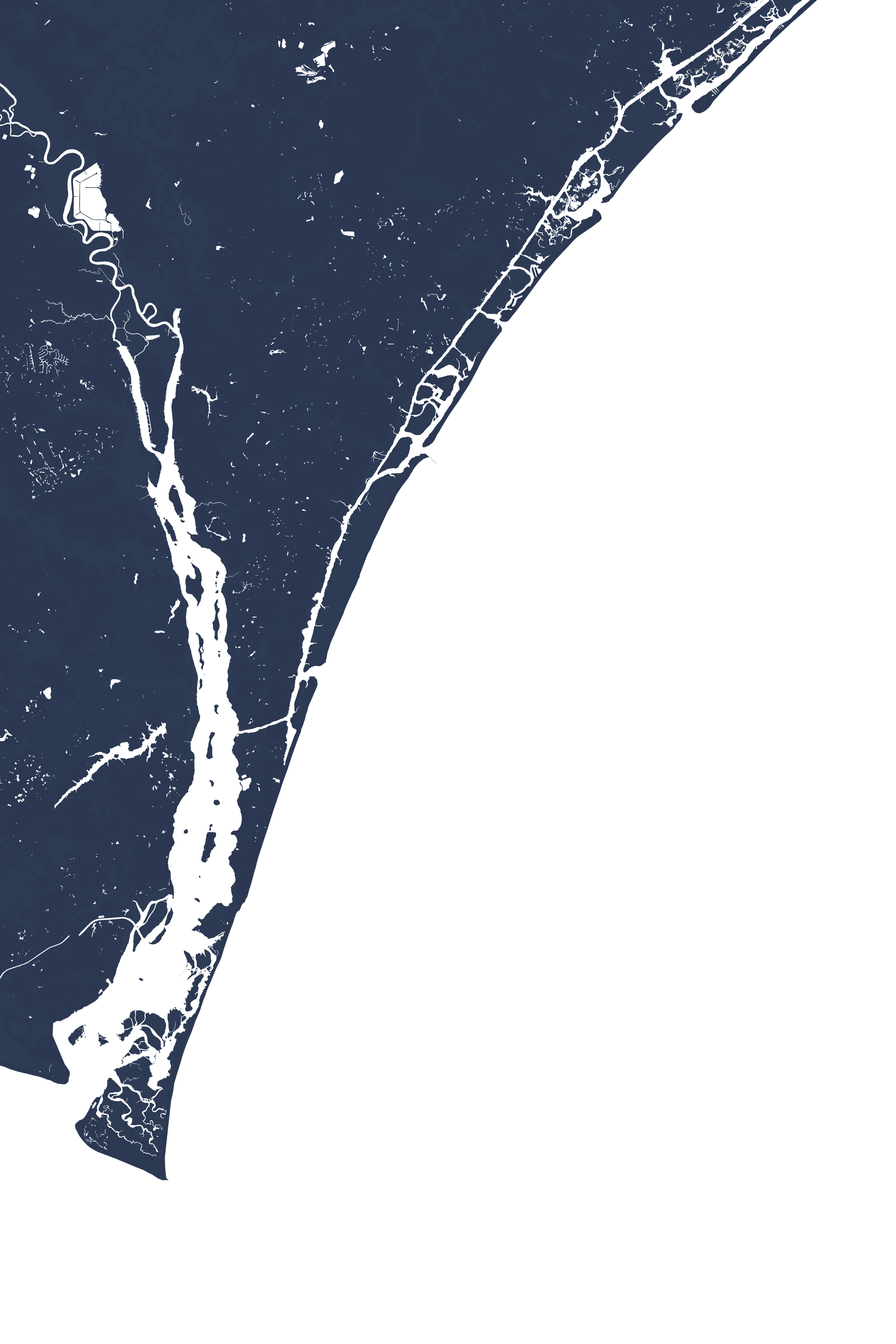 Wilmington Coastal Map — Fine Art Print Vertical, navy, No Frame, 8x10