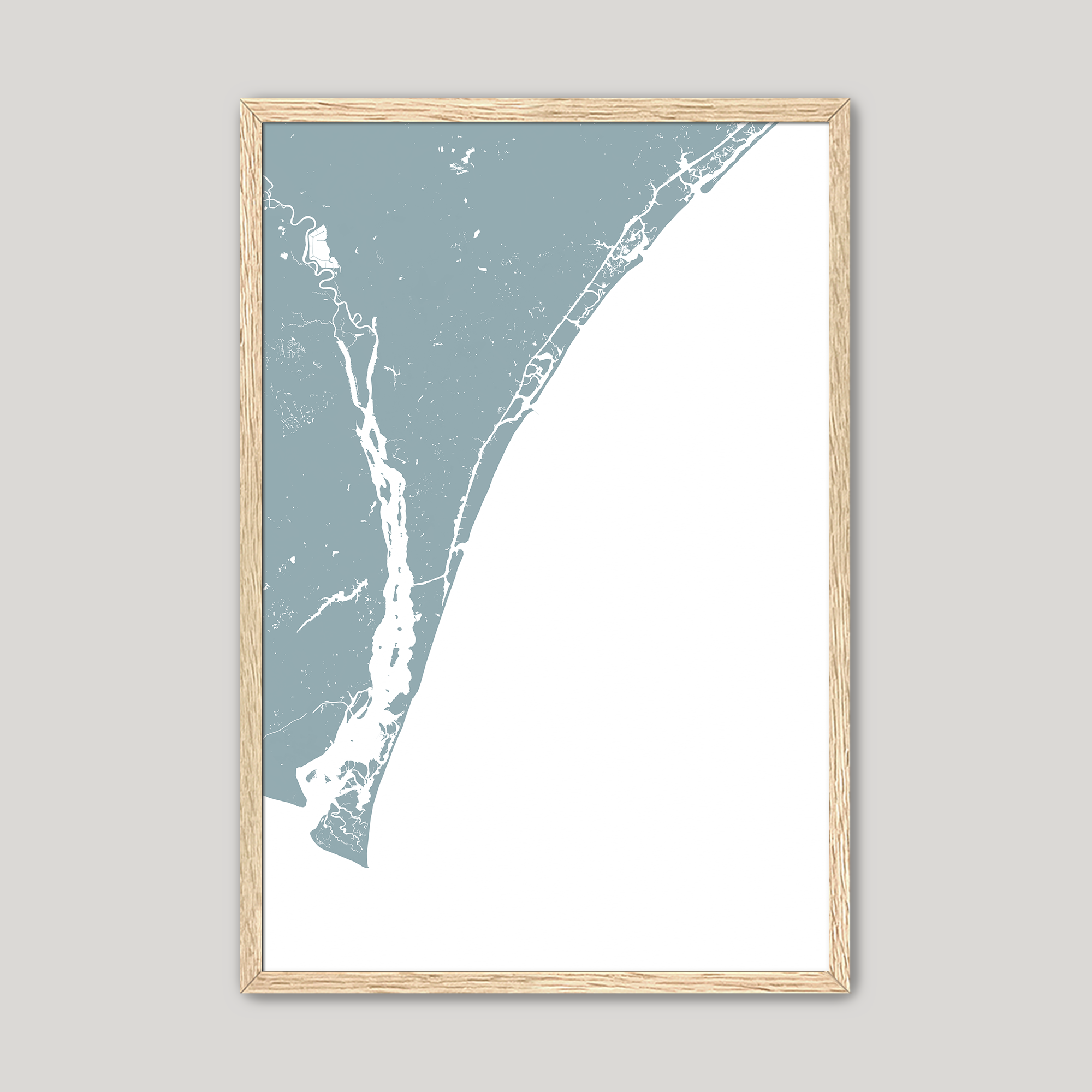 Wilmington Coastal Map — Fine Art Print Vertical, soft-blue, Oak, 8x10