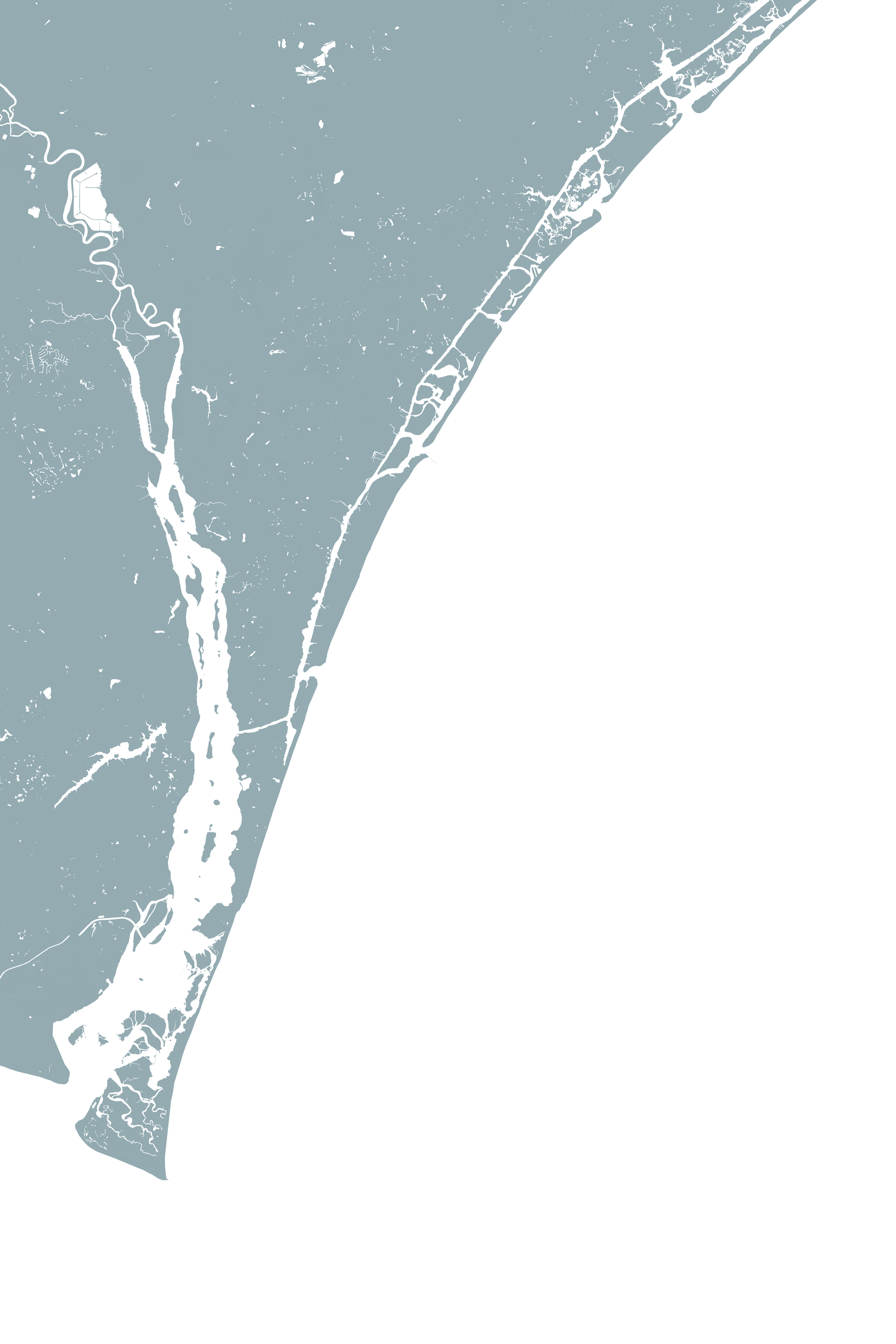 Wilmington Coastal Map — Fine Art Print Vertical, soft-blue, No Frame, 8x10