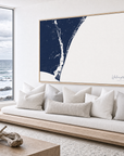 Wilmington canvas map — sea-view bench interior